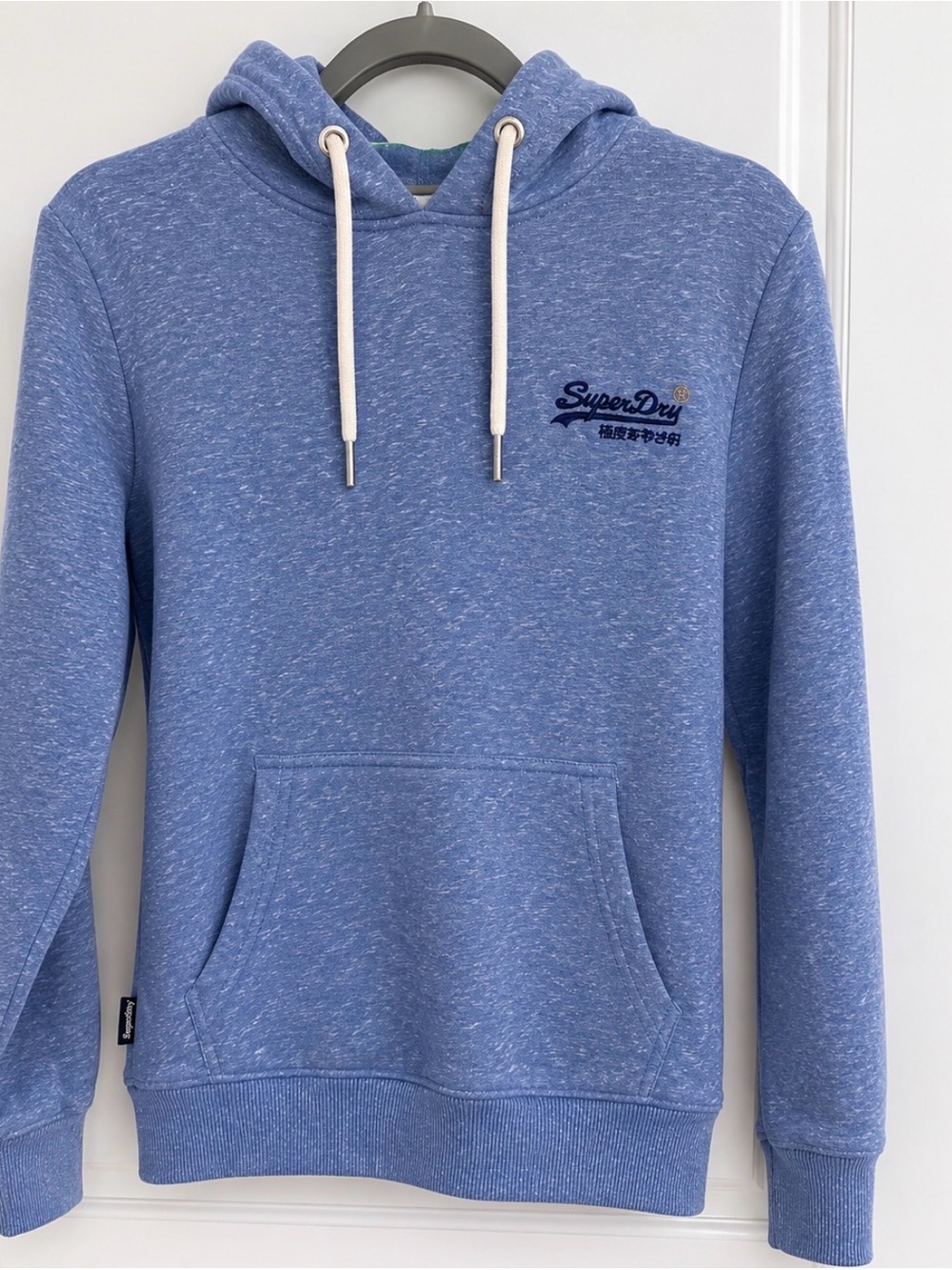 Superdry Men's Heather Sky Blue Hoodie with White Drawcords